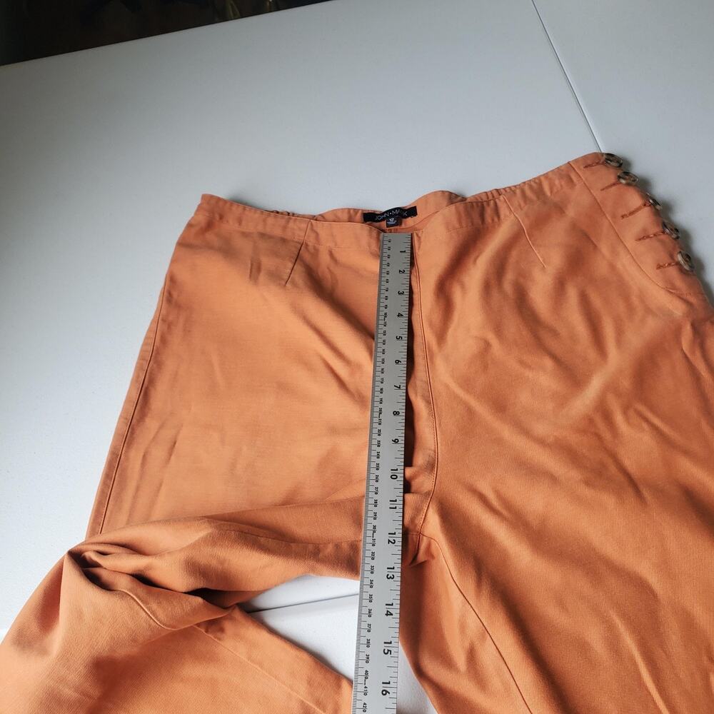 John Mark Pants Womens 12 Orange Twill Ankle Elastic Waist Button Detail Lyocell - Picture 7 of 11